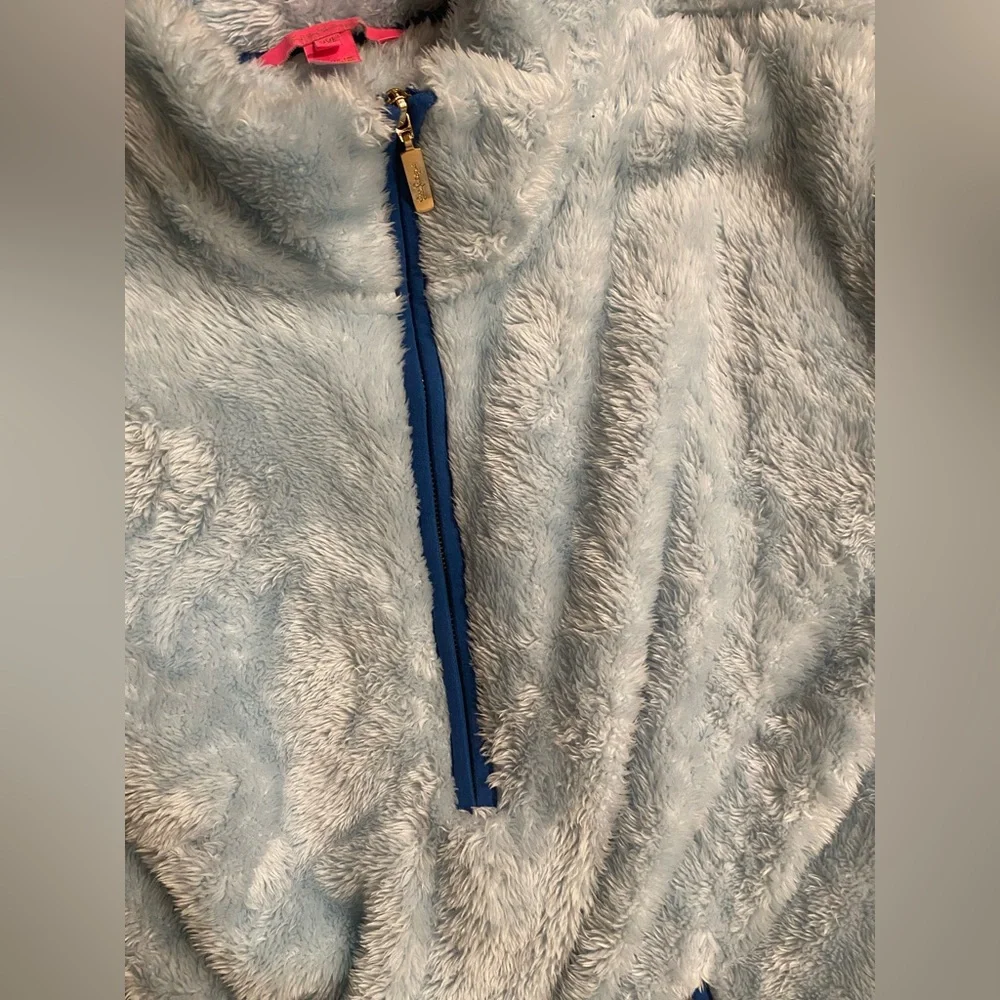 🎉HP🎉Lilly Pulitzer Skipper Sherpa Popover Fleece Fuzzy Half Zip Skim blue XXL - Picture 5 of 10